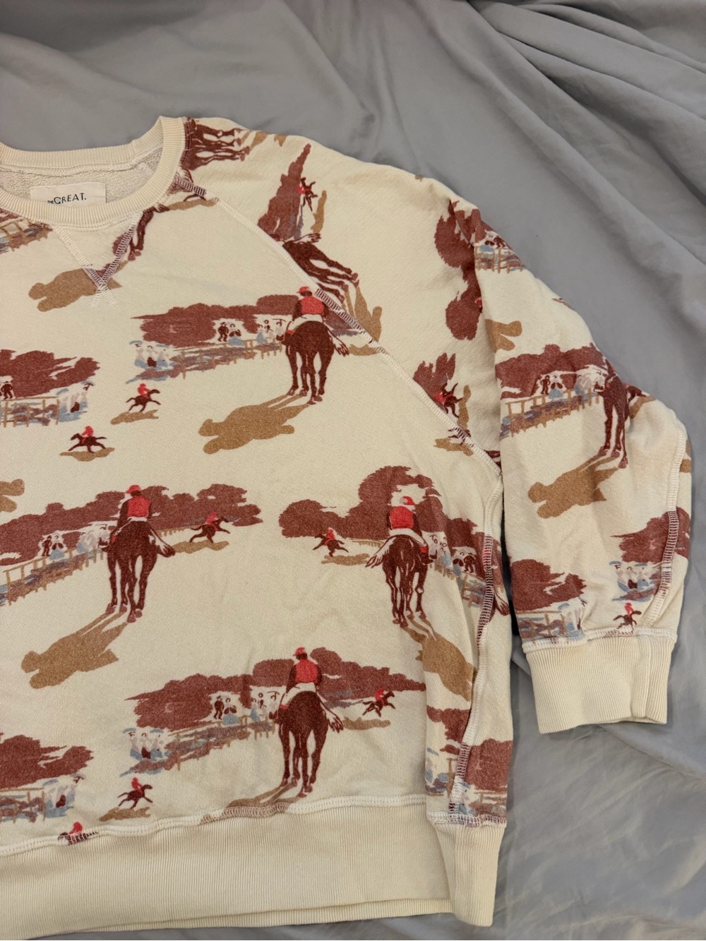 THE GREAT. The Slouch Sweatshirt Size Medium Riding Horses Print Western Cozy - Picture 3 of 9